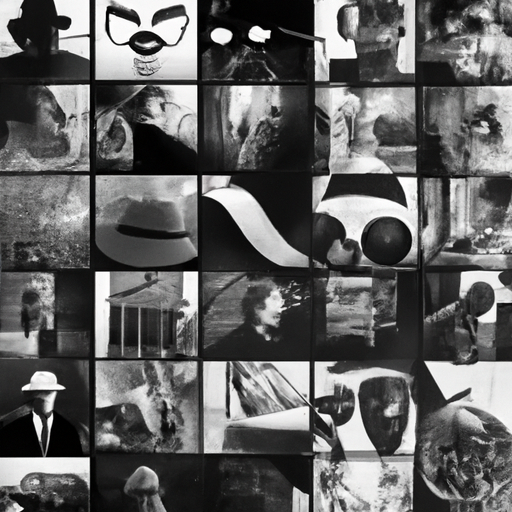 קולאז' של סרטים קלאסיים פופולריים המציגים סצנות בשחור-לבן.